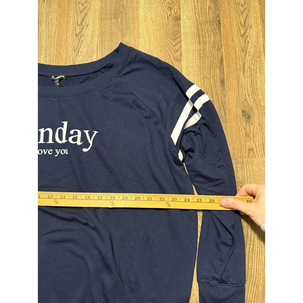 Express Shirt, Women's Size XL, Blue White, "Sunday I Love You" - Picture 7 of 11